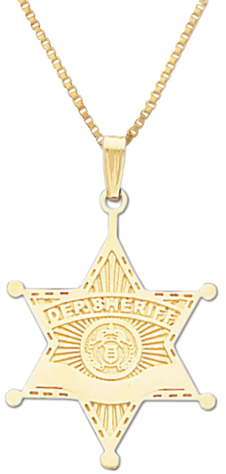 10K Or 14k Yellow Gold Deputy Sheriff Police Officer Pendant Necklace ...