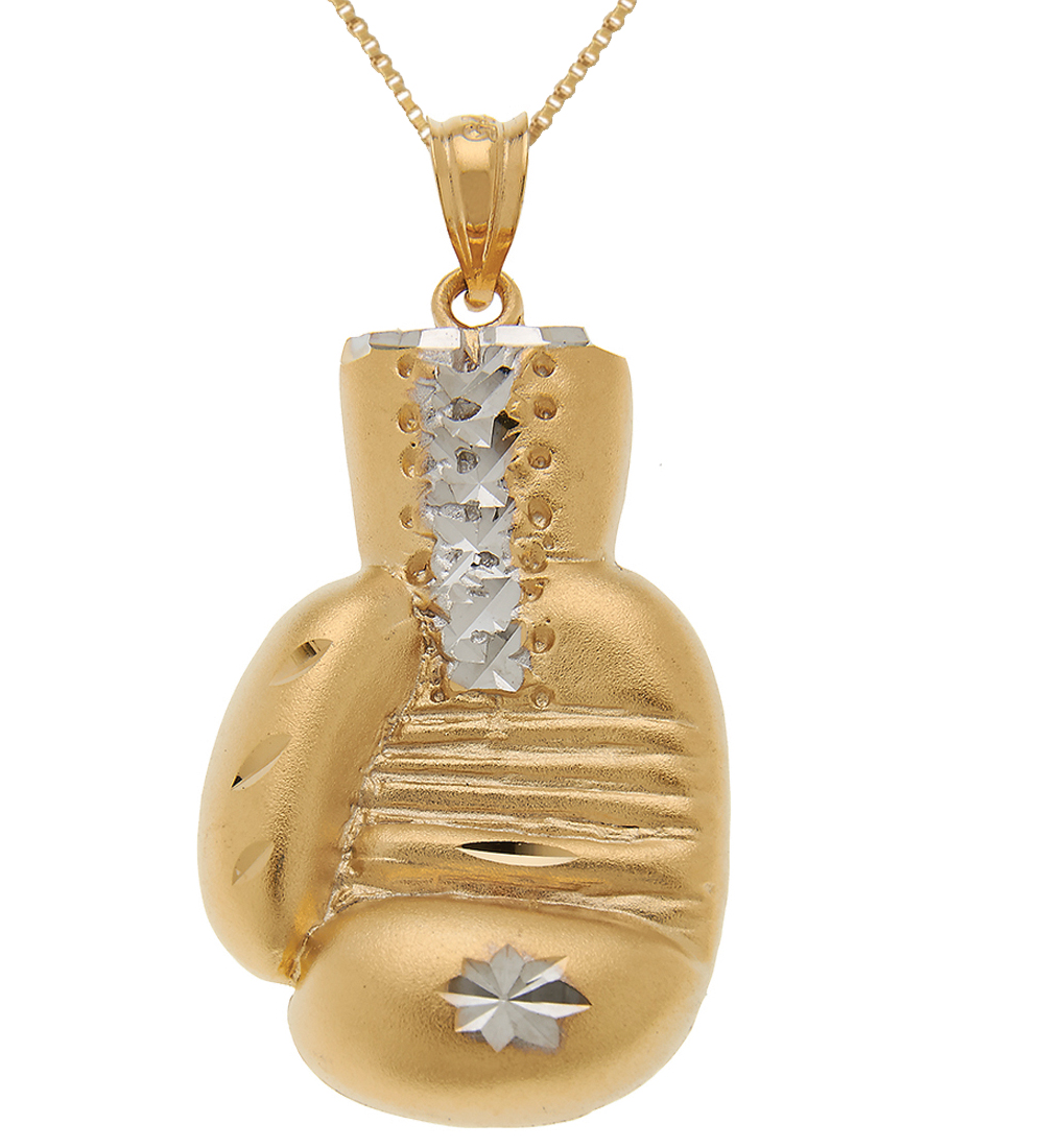 0 925 Sterling Silver Gold Plated Boxing Glove Sports Pendant Necklace