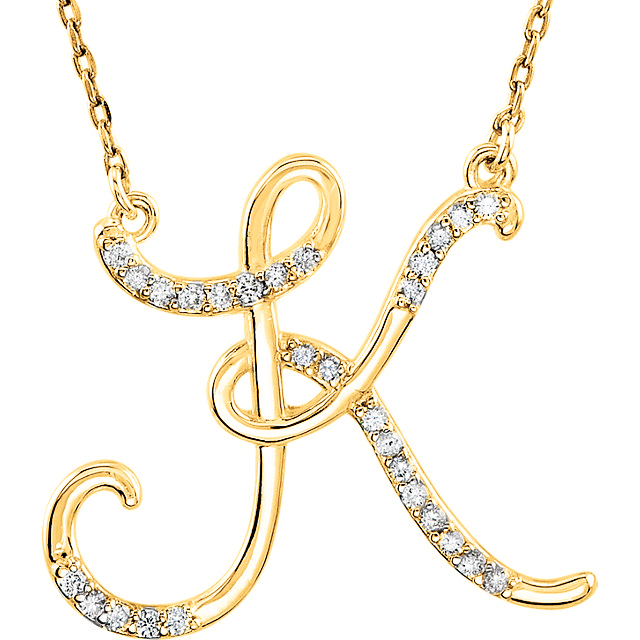new-14k-yellow-gold-diamond-initial-pendant-17in-chain-necklace-ebay