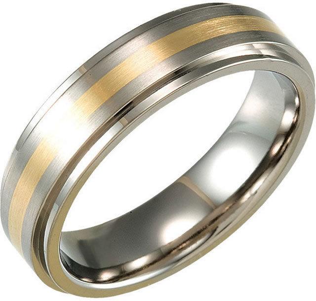 7mm titanium and gold wedding ring