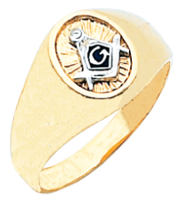   White or Yellow Gold Freemason Masonic Blue Lodge Mason Ring  