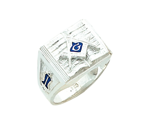 Mens Sterling Silver Gold Masonic Freemason Mason Ring  