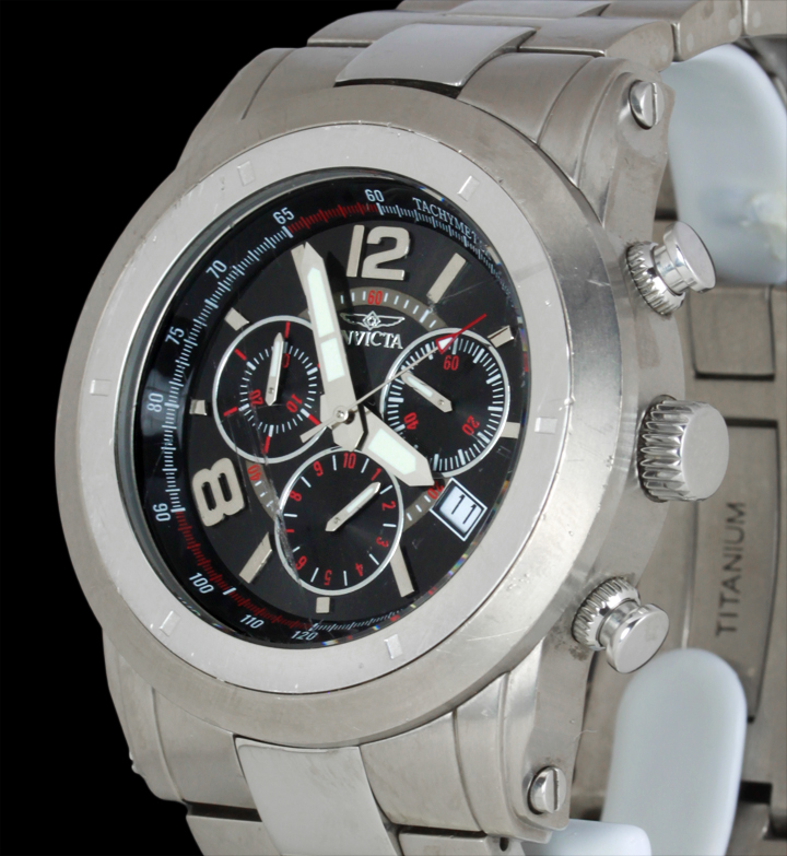 Mens Invicta Titanium Chrono Watch with a Black Dial